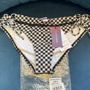LASCANA Black White Gingham Bikini Bottoms Size US 6 NWT